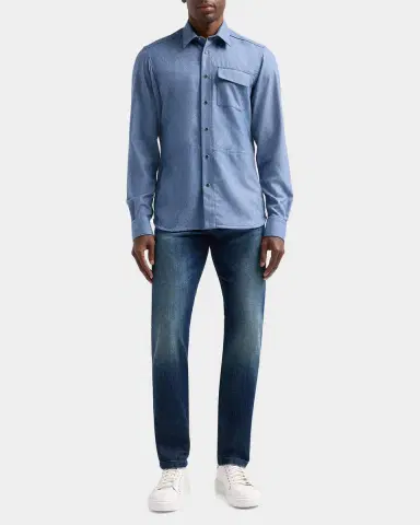 Kiton Men's Buba Virgin Wool & Cashmere Snap-Front Shirt | Thumbnail 2 Kiton Men's Buba Virgin Wool & Cashmere Snap-Front Shirt | Thumbnail 2