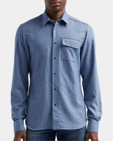 Kiton Men's Buba Virgin Wool & Cashmere Snap-Front Shirt | Thumbnail 4 Kiton Men's Buba Virgin Wool & Cashmere Snap-Front Shirt | Thumbnail 4