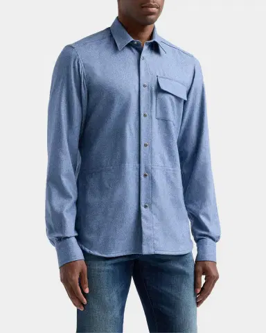 Kiton Men's Buba Virgin Wool & Cashmere Snap-Front Shirt | Thumbnail 5 Kiton Men's Buba Virgin Wool & Cashmere Snap-Front Shirt | Thumbnail 5