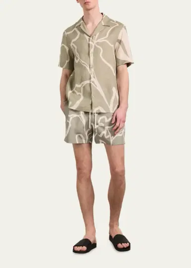 Frescobol Carioca Men's Maxi-Foliage Print Nylon Swim Trunks | Thumbnail 2 Frescobol Carioca Men's Maxi-Foliage Print Nylon Swim Trunks | Thumbnail 2