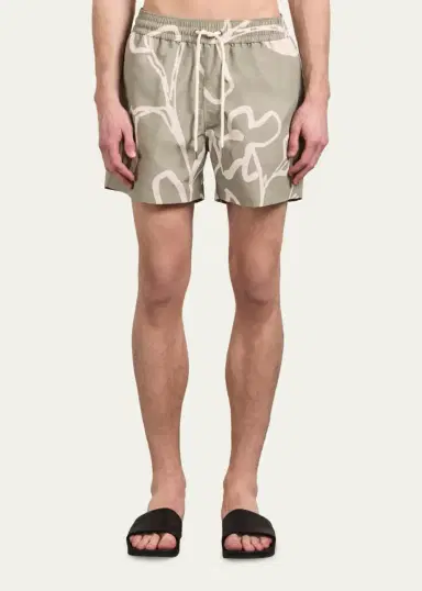 Frescobol Carioca Men's Maxi-Foliage Print Nylon Swim Trunks | Thumbnail 3 Frescobol Carioca Men's Maxi-Foliage Print Nylon Swim Trunks | Thumbnail 3