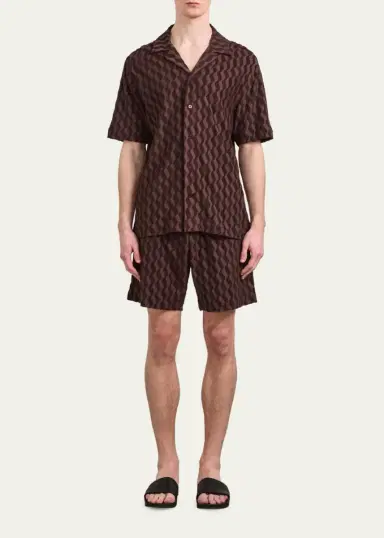 Frescobol Carioca Men's Listra Terry Jacquard Camp Shirt | Thumbnail 2 Frescobol Carioca Men's Listra Terry Jacquard Camp Shirt | Thumbnail 2
