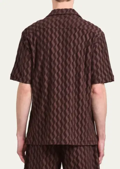 Frescobol Carioca Men's Listra Terry Jacquard Camp Shirt | Thumbnail 3 Frescobol Carioca Men's Listra Terry Jacquard Camp Shirt | Thumbnail 3