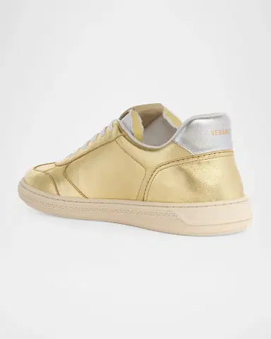 Versace Men's Laminated Leather T-Toe Low-Top Sneakers | Thumbnail 2 Versace Men's Laminated Leather T-Toe Low-Top Sneakers | Thumbnail 2