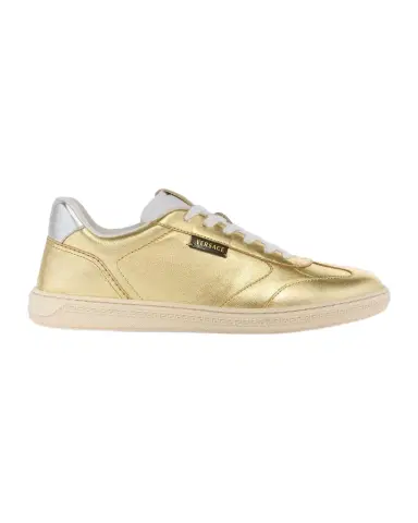 Versace Men's Laminated Leather T-Toe Low-Top Sneakers | Thumbnail 1 Versace Men's Laminated Leather T-Toe Low-Top Sneakers | Thumbnail 1