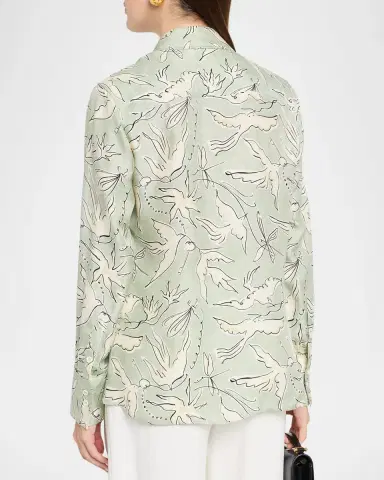 Altuzarra Chika Bird-Print Silk Twill Button-Front Shirt | Thumbnail 3 Altuzarra Chika Bird-Print Silk Twill Button-Front Shirt | Thumbnail 3