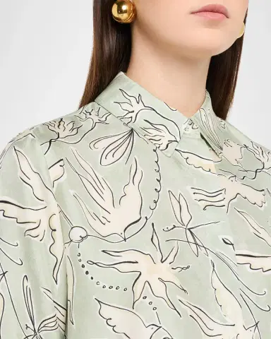 Altuzarra Chika Bird-Print Silk Twill Button-Front Shirt | Thumbnail 5 Altuzarra Chika Bird-Print Silk Twill Button-Front Shirt | Thumbnail 5