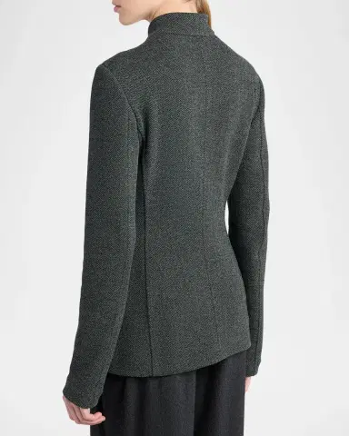 Giorgio Armani Fitted Herringbone Wool-Blend Blazer | Thumbnail 3 Giorgio Armani Fitted Herringbone Wool-Blend Blazer | Thumbnail 3
