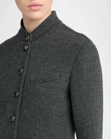 Giorgio Armani Fitted Herringbone Wool-Blend Blazer | Thumbnail 5 Giorgio Armani Fitted Herringbone Wool-Blend Blazer | Thumbnail 5