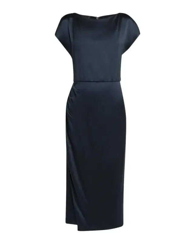 Cap-Sleeve Draped Satin Midi Dress Cap-Sleeve Draped Satin Midi Dress