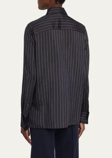 Lafayette 148 New York Pinstripe Button-Front Blouse | Thumbnail 3 Lafayette 148 New York Pinstripe Button-Front Blouse | Thumbnail 3