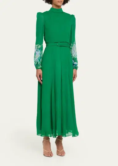 Saloni Jacqui B Silk Georgette Dress | Thumbnail 4 Saloni Jacqui B Silk Georgette Dress | Thumbnail 4