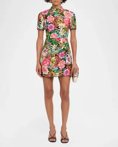 Saloni Draped Floral Mini Dress | Thumbnail 2 Saloni Draped Floral Mini Dress | Thumbnail 2