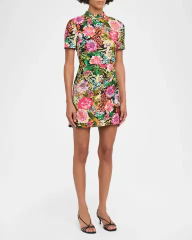 Saloni Draped Floral Mini Dress | Thumbnail 4 Saloni Draped Floral Mini Dress | Thumbnail 4