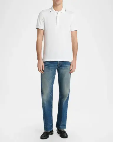 Tom Ford Men's Contrast-Trim Short-Sleeve Polo Shirt | Thumbnail 2 Tom Ford Men's Contrast-Trim Short-Sleeve Polo Shirt | Thumbnail 2