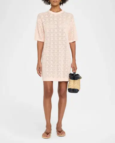 Loulou De Saison Armas Pointelle Knit Short-Sleeve T-Shirt Dress | Thumbnail 2 Loulou De Saison Armas Pointelle Knit Short-Sleeve T-Shirt Dress | Thumbnail 2