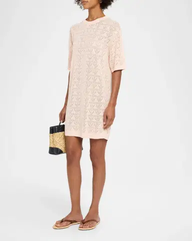 Loulou De Saison Armas Pointelle Knit Short-Sleeve T-Shirt Dress | Thumbnail 4 Loulou De Saison Armas Pointelle Knit Short-Sleeve T-Shirt Dress | Thumbnail 4