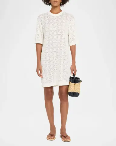 Loulou De Saison Armas Pointelle Knit Short-Sleeve T-Shirt Dress | Thumbnail 2 Loulou De Saison Armas Pointelle Knit Short-Sleeve T-Shirt Dress | Thumbnail 2