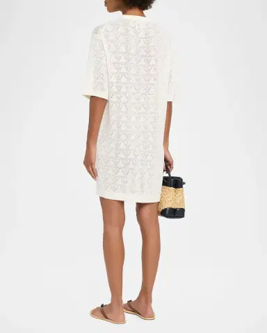 Loulou De Saison Armas Pointelle Knit Short-Sleeve T-Shirt Dress | Thumbnail 3 Loulou De Saison Armas Pointelle Knit Short-Sleeve T-Shirt Dress | Thumbnail 3
