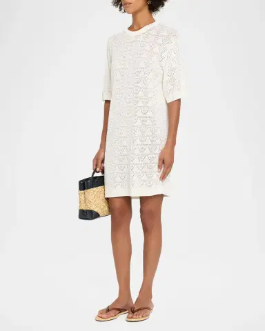 Loulou De Saison Armas Pointelle Knit Short-Sleeve T-Shirt Dress | Thumbnail 4 Loulou De Saison Armas Pointelle Knit Short-Sleeve T-Shirt Dress | Thumbnail 4