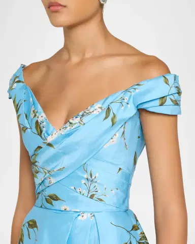 MONIQUE LHUILLIER Off-The-Shoulder Wisteria Silk Taffeta Slit Ball Gown | Thumbnail 5 MONIQUE LHUILLIER Off-The-Shoulder Wisteria Silk Taffeta Slit Ball Gown | Thumbnail 5