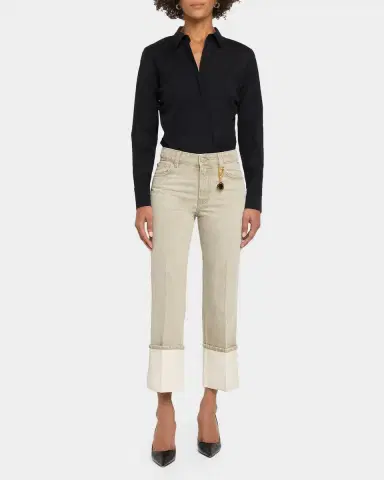 Stella McCartney Mid-Rise Straight-Leg Cuffed Crop Jeans | Thumbnail 2 Stella McCartney Mid-Rise Straight-Leg Cuffed Crop Jeans | Thumbnail 2