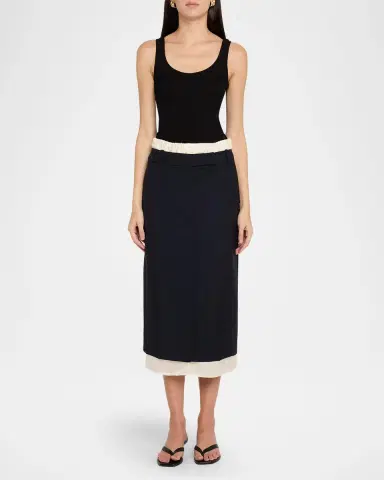 Róhe Boxer Detail Virgin Wool-Mohair Midi Skirt | Thumbnail 2 Róhe Boxer Detail Virgin Wool-Mohair Midi Skirt | Thumbnail 2