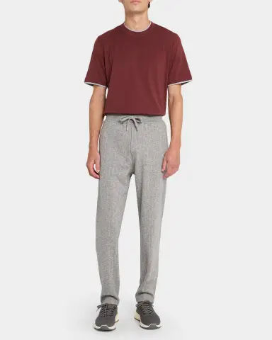 Brunello Cucinelli Men's Cashmere-Cotton Stripe Drawstring Pants | Thumbnail 2 Brunello Cucinelli Men's Cashmere-Cotton Stripe Drawstring Pants | Thumbnail 2