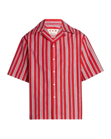 Marni Striped Cotton-Blend Camp Shirt | Thumbnail 1 Marni Striped Cotton-Blend Camp Shirt | Thumbnail 1