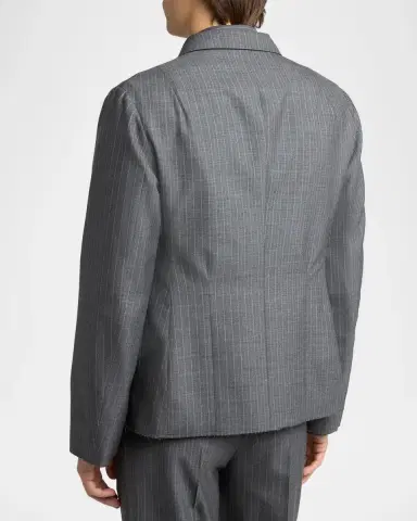 Jil Sander Men's Raw-Edge Wool Poplin Jacket | Thumbnail 3 Jil Sander Men's Raw-Edge Wool Poplin Jacket | Thumbnail 3