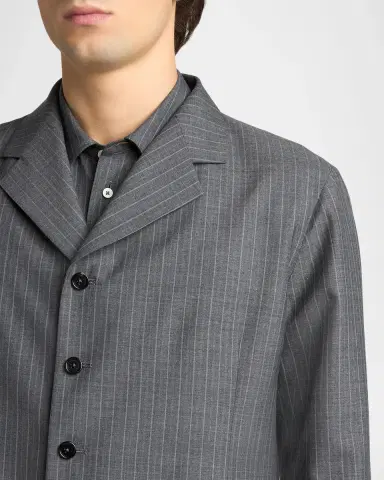 Jil Sander Men's Raw-Edge Wool Poplin Jacket | Thumbnail 5 Jil Sander Men's Raw-Edge Wool Poplin Jacket | Thumbnail 5