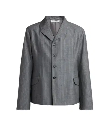 Jil Sander Men's Raw-Edge Wool Poplin Jacket | Thumbnail 1 Jil Sander Men's Raw-Edge Wool Poplin Jacket | Thumbnail 1