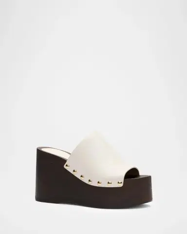 Stuart Weitzman Kate 100MM Leather Clog Slide Sandals | Thumbnail 2 Stuart Weitzman Kate 100MM Leather Clog Slide Sandals | Thumbnail 2
