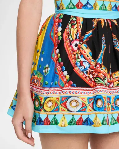 Dolce & Gabbana Strapless Carretto-Print Cotton Flare Mini Dress | Thumbnail 5 Dolce & Gabbana Strapless Carretto-Print Cotton Flare Mini Dress | Thumbnail 5