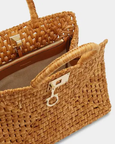 Ferragamo Studio Box Open-Weave Raffia Tote Bag | Thumbnail 4 Ferragamo Studio Box Open-Weave Raffia Tote Bag | Thumbnail 4