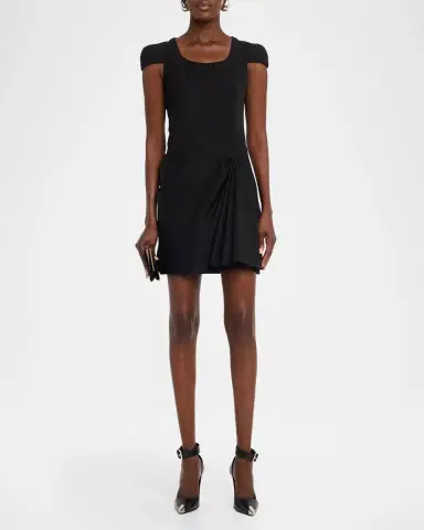 McQueen Tailored Cap-Sleeve Draped Mini Dress | Thumbnail 2 McQueen Tailored Cap-Sleeve Draped Mini Dress | Thumbnail 2