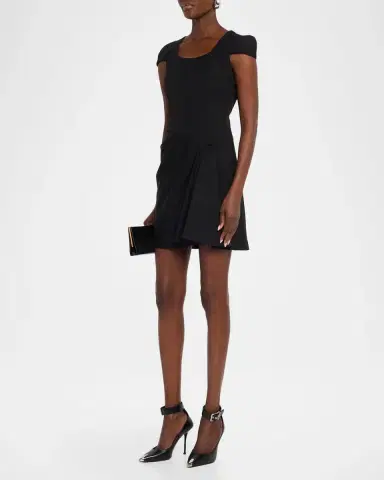 McQueen Tailored Cap-Sleeve Draped Mini Dress | Thumbnail 4 McQueen Tailored Cap-Sleeve Draped Mini Dress | Thumbnail 4