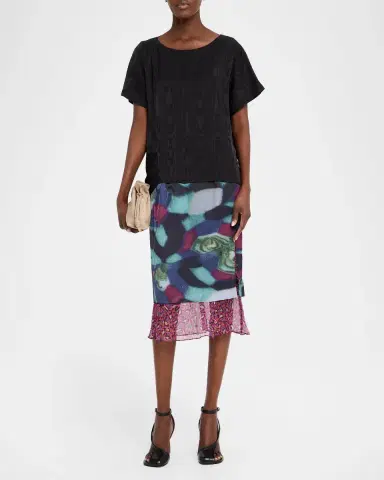 Dries Van Noten Caressa Moire Short-Sleeve Blouse | Thumbnail 2 Dries Van Noten Caressa Moire Short-Sleeve Blouse | Thumbnail 2