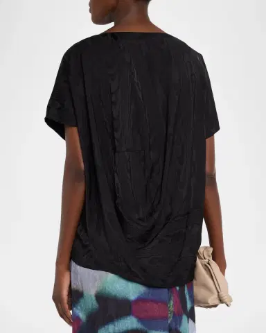 Dries Van Noten Caressa Moire Short-Sleeve Blouse | Thumbnail 3 Dries Van Noten Caressa Moire Short-Sleeve Blouse | Thumbnail 3