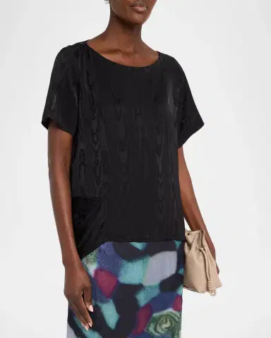 Dries Van Noten Caressa Moire Short-Sleeve Blouse | Thumbnail 4 Dries Van Noten Caressa Moire Short-Sleeve Blouse | Thumbnail 4