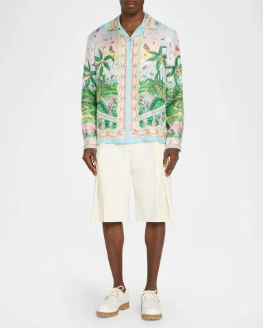 Casablanca x Laduree Men's Multicolor Silk Button-Down Shirt | Thumbnail 2 Casablanca x Laduree Men's Multicolor Silk Button-Down Shirt | Thumbnail 2