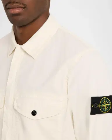 Stone Island Men's Cotton-Stretch Concealed Button-Down Shirt | Thumbnail 5 Stone Island Men's Cotton-Stretch Concealed Button-Down Shirt | Thumbnail 5