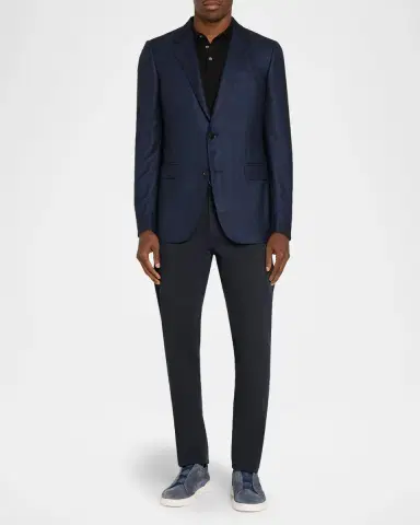 ZEGNA Men's Cashmere and Silk Check Single-Breasted Sport Coat | Thumbnail 2 ZEGNA Men's Cashmere and Silk Check Single-Breasted Sport Coat | Thumbnail 2