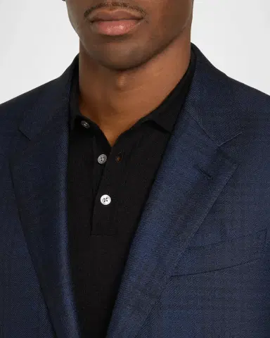 ZEGNA Men's Cashmere and Silk Check Single-Breasted Sport Coat | Thumbnail 5 ZEGNA Men's Cashmere and Silk Check Single-Breasted Sport Coat | Thumbnail 5