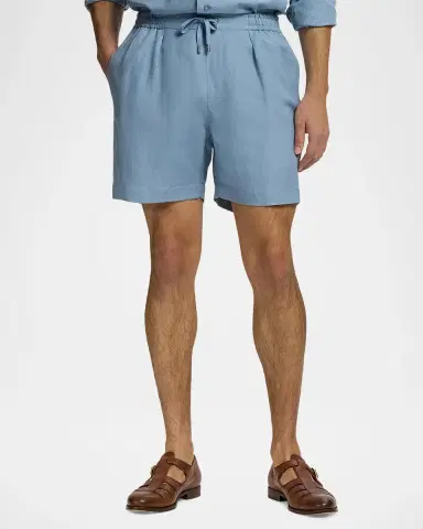Ralph Lauren Purple Label Men's Silk-Linen Drawstring Shorts | Thumbnail 4 Ralph Lauren Purple Label Men's Silk-Linen Drawstring Shorts | Thumbnail 4