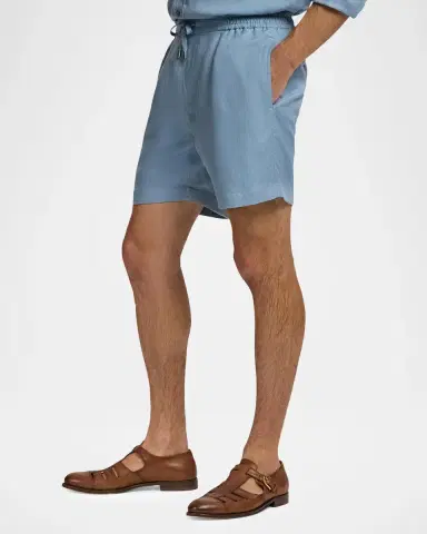 Ralph Lauren Purple Label Men's Silk-Linen Drawstring Shorts | Thumbnail 6 Ralph Lauren Purple Label Men's Silk-Linen Drawstring Shorts | Thumbnail 6