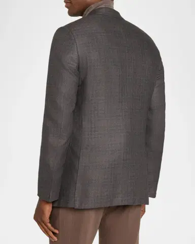 Zegna Men's Cashmere and Silk Plaid Sport Coat | Thumbnail 3 Zegna Men's Cashmere and Silk Plaid Sport Coat | Thumbnail 3