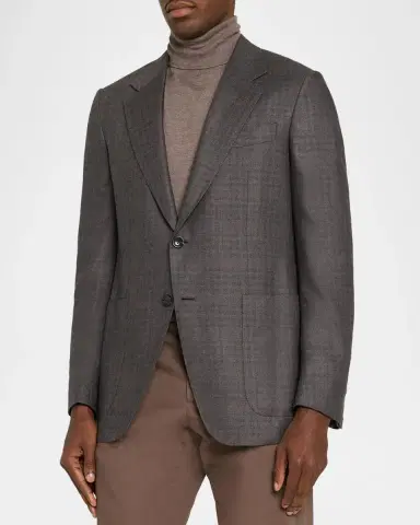 Zegna Men's Cashmere and Silk Plaid Sport Coat | Thumbnail 4 Zegna Men's Cashmere and Silk Plaid Sport Coat | Thumbnail 4