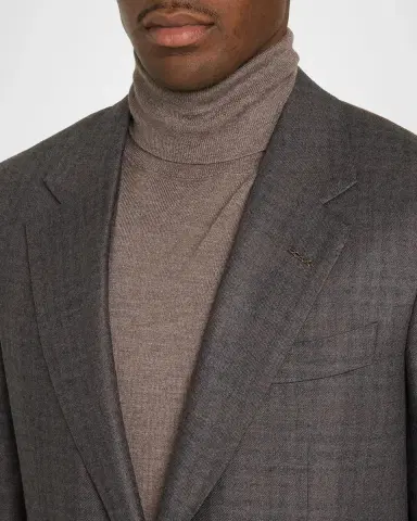 Zegna Men's Cashmere and Silk Plaid Sport Coat | Thumbnail 5 Zegna Men's Cashmere and Silk Plaid Sport Coat | Thumbnail 5