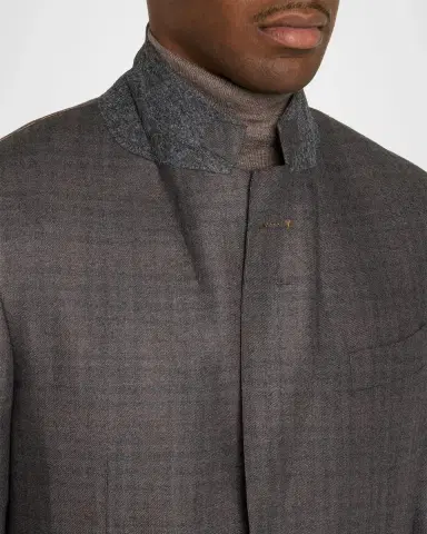 Zegna Men's Cashmere and Silk Plaid Sport Coat | Thumbnail 7 Zegna Men's Cashmere and Silk Plaid Sport Coat | Thumbnail 7